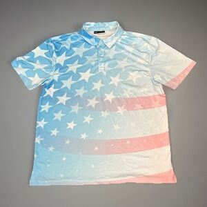 Greenside Golf Polo Men's XL Patriotic Stars Stripes USA Ombré‎ Short Sleeve